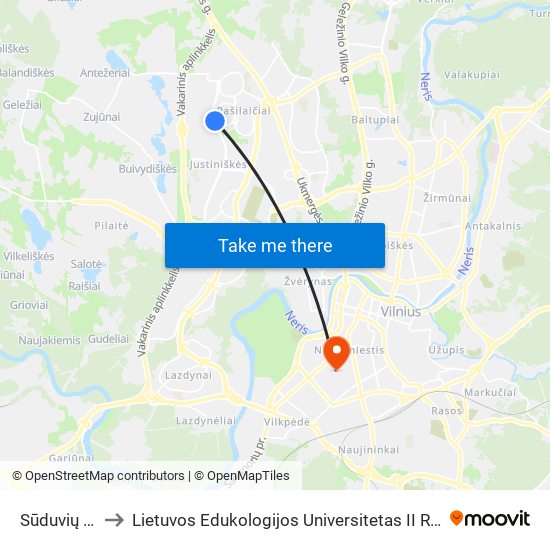 Sūduvių St. to Lietuvos Edukologijos Universitetas II Rumai map