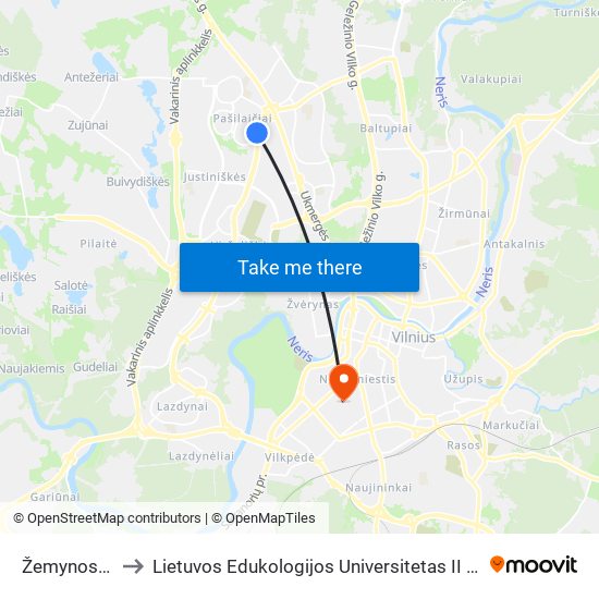 Žemynos St. to Lietuvos Edukologijos Universitetas II Rumai map