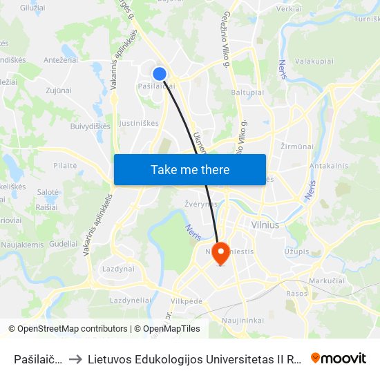 Pašilaičiai to Lietuvos Edukologijos Universitetas II Rumai map