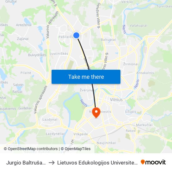 Jurgio Baltrušaičio St. to Lietuvos Edukologijos Universitetas II Rumai map