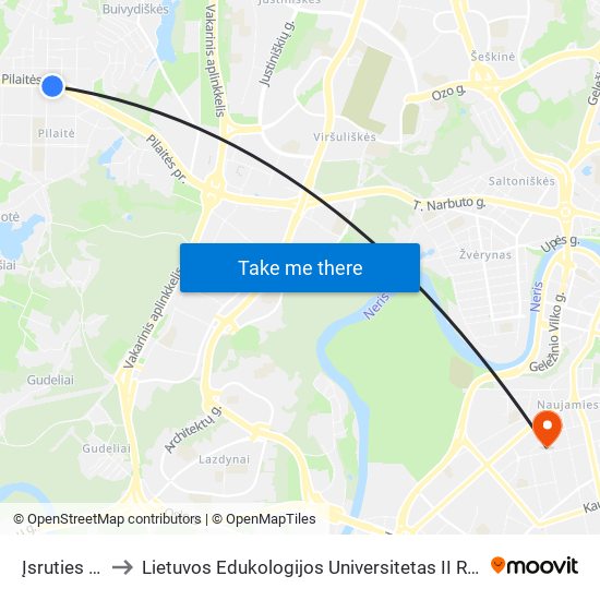 Įsruties St. to Lietuvos Edukologijos Universitetas II Rumai map