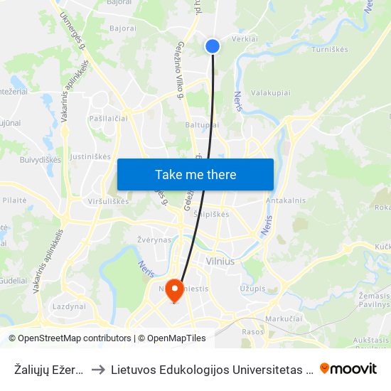 Žaliųjų Ežerų St. to Lietuvos Edukologijos Universitetas II Rumai map