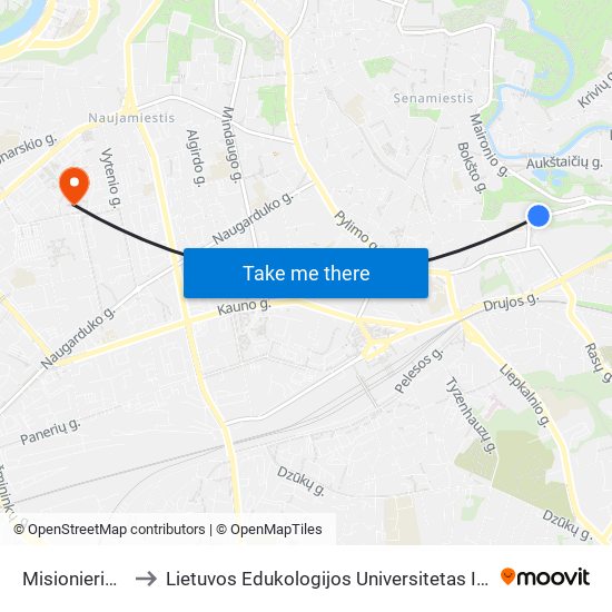 Misionierių St. to Lietuvos Edukologijos Universitetas II Rumai map