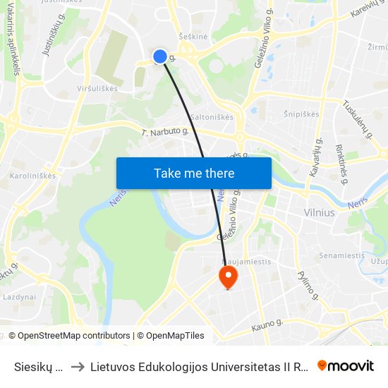 Siesikų St. to Lietuvos Edukologijos Universitetas II Rumai map