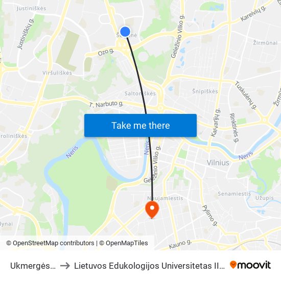 Ukmergės St. to Lietuvos Edukologijos Universitetas II Rumai map