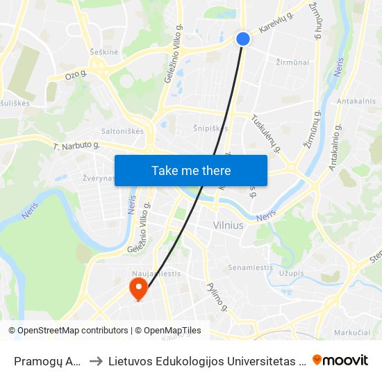 Pramogų Arena to Lietuvos Edukologijos Universitetas II Rumai map