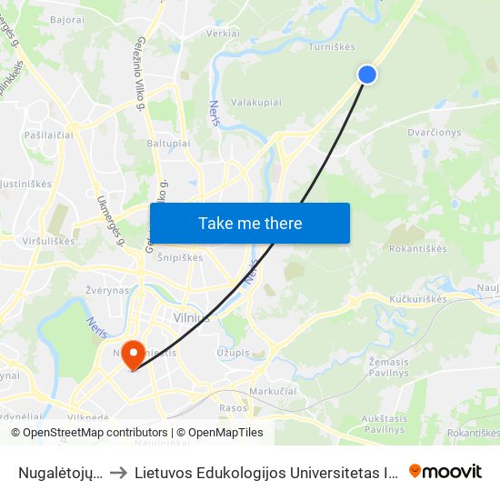 Nugalėtojų St. to Lietuvos Edukologijos Universitetas II Rumai map