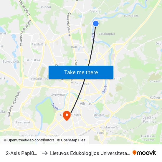 2-Asis Paplūdimys to Lietuvos Edukologijos Universitetas II Rumai map