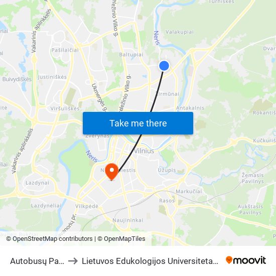 Autobusų Parkas to Lietuvos Edukologijos Universitetas II Rumai map