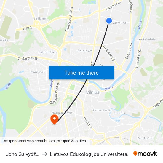 Jono Galvydžio St. to Lietuvos Edukologijos Universitetas II Rumai map