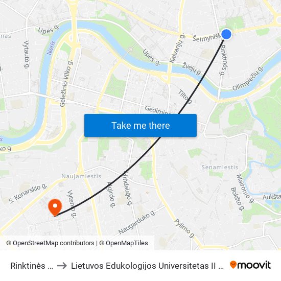 Rinktinės St. to Lietuvos Edukologijos Universitetas II Rumai map