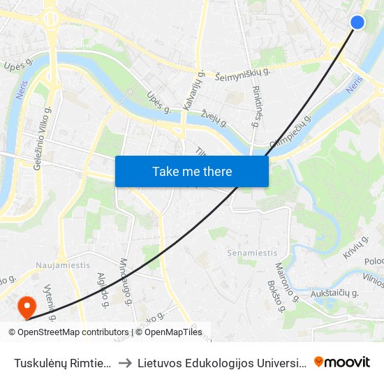 Tuskulėnų Rimties Parkas to Lietuvos Edukologijos Universitetas II Rumai map