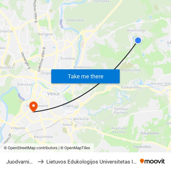 Juodvarnių St. to Lietuvos Edukologijos Universitetas II Rumai map