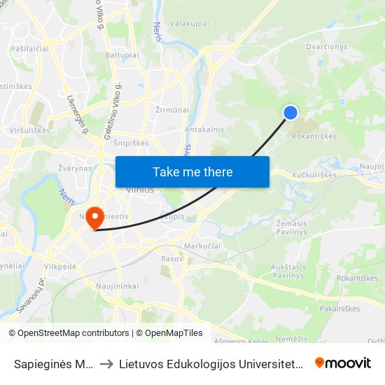 Sapieginės Miškas to Lietuvos Edukologijos Universitetas II Rumai map