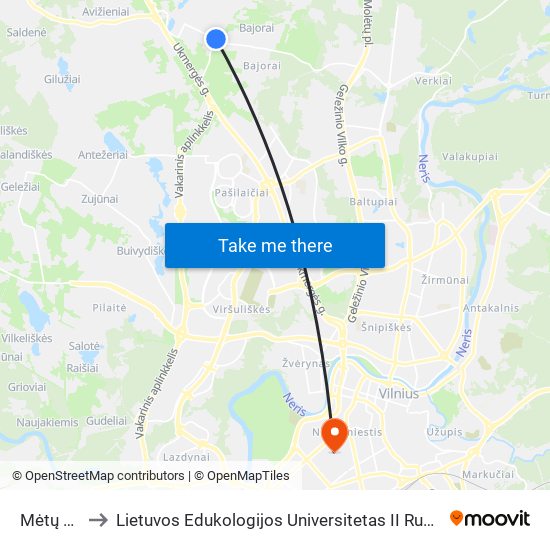 Mėtų St. to Lietuvos Edukologijos Universitetas II Rumai map