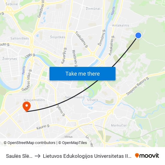 Saulės Slėnis to Lietuvos Edukologijos Universitetas II Rumai map