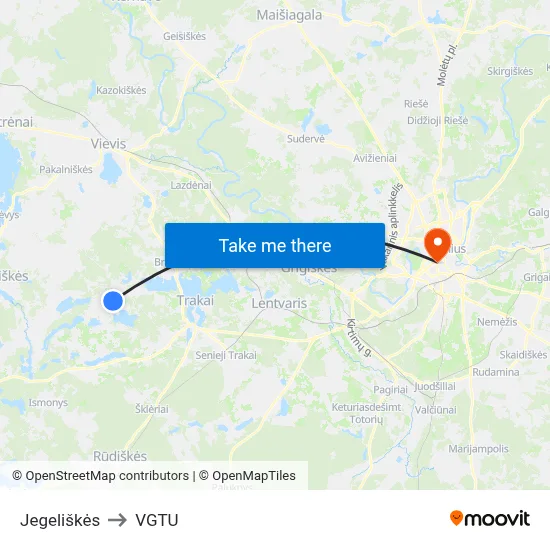 Jegeliškės to VGTU map