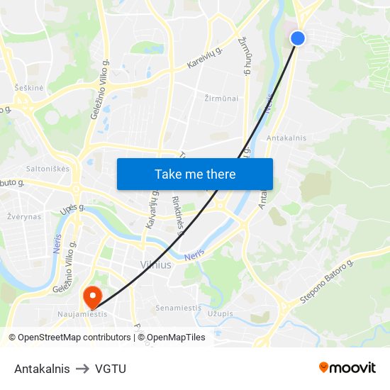 Antakalnis to VGTU map