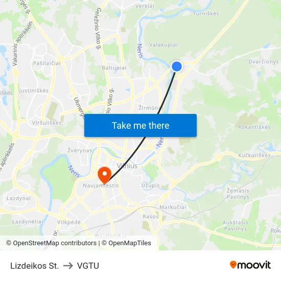Lizdeikos St. to VGTU map