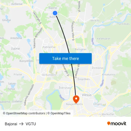 Bajorai to VGTU map