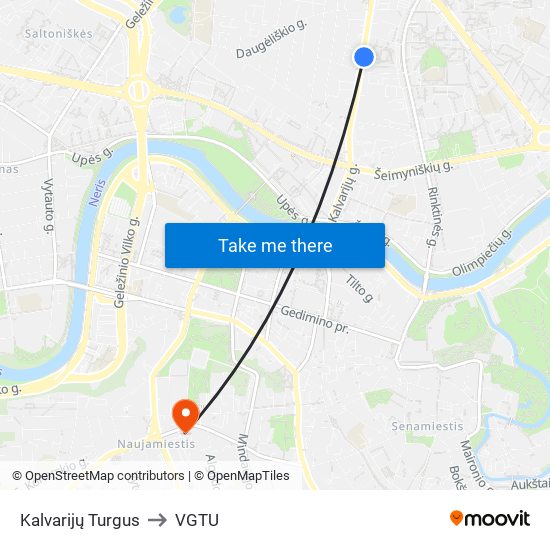 Kalvarijų Turgus to VGTU map
