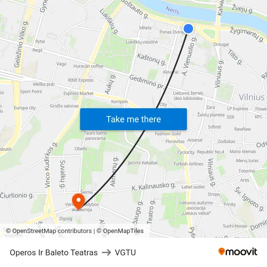 Operos Ir Baleto Teatras to VGTU map