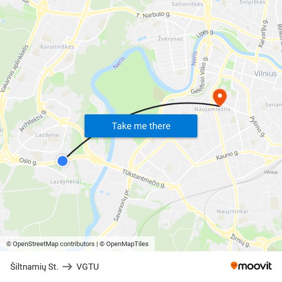 Šiltnamių St. to VGTU map