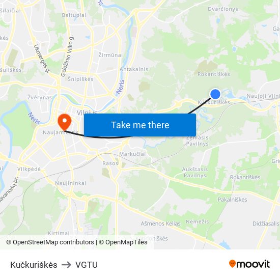 Kučkuriškės to VGTU map