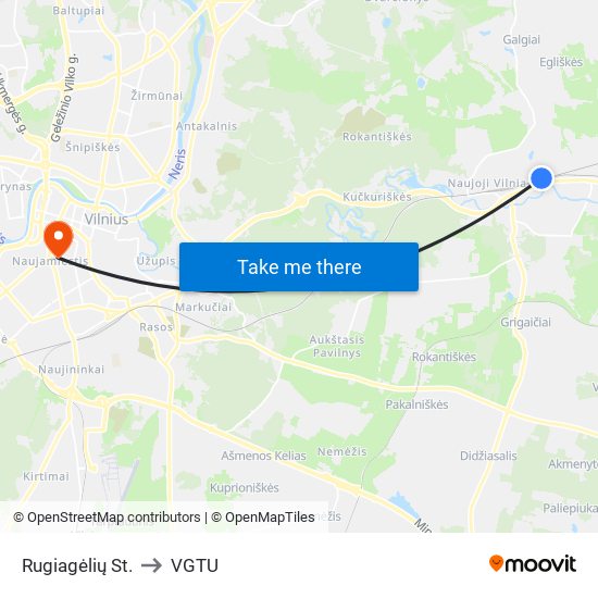Rugiagėlių St. to VGTU map