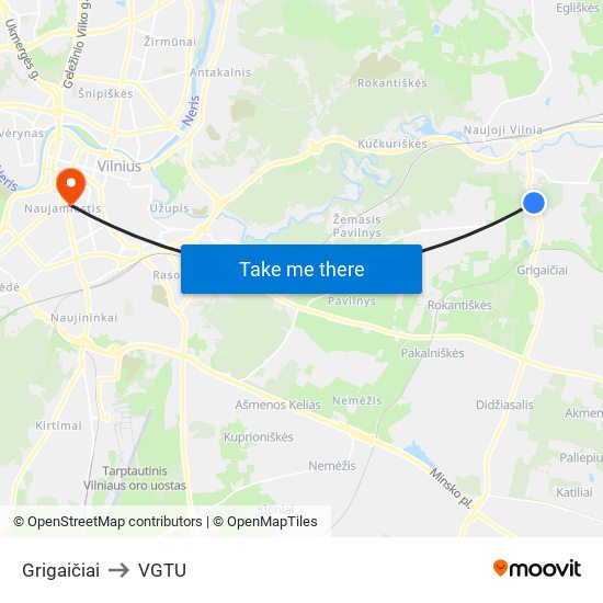Grigaičiai to VGTU map