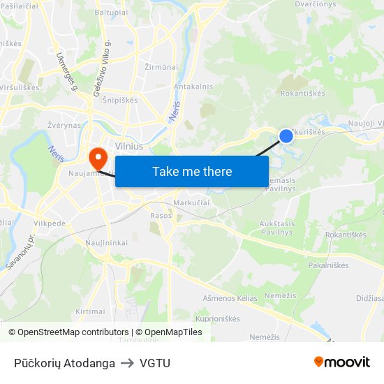 Pūčkorių Atodanga to VGTU map