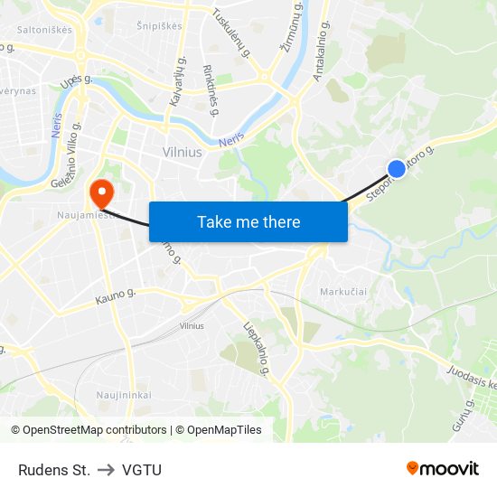 Rudens St. to VGTU map