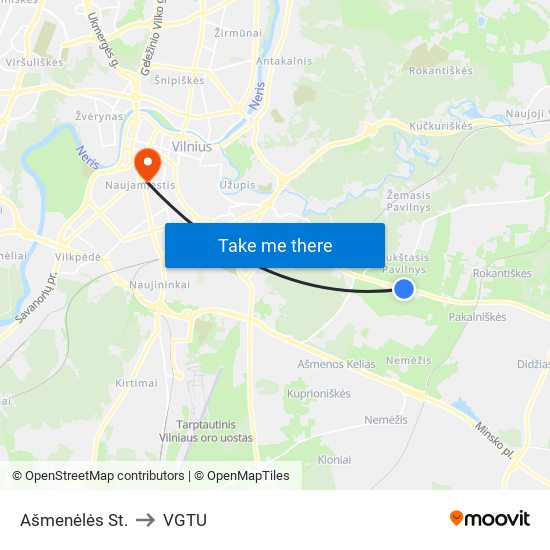 Ašmenėlės St. to VGTU map