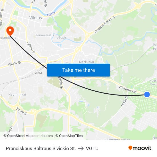 Pranciškaus Baltraus Šivickio St. to VGTU map