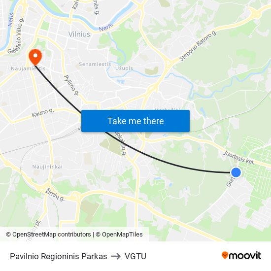 Pavilnio Regioninis Parkas to VGTU map