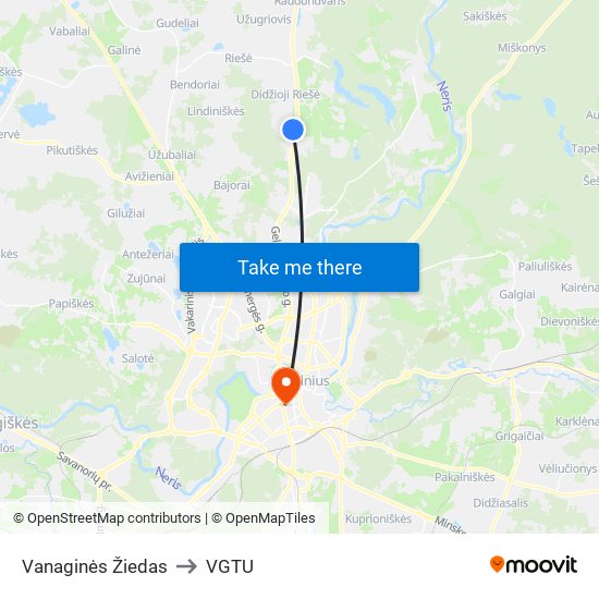 Vanaginės Žiedas to VGTU map