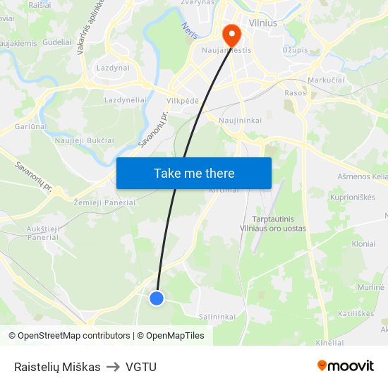 Raistelių Miškas to VGTU map