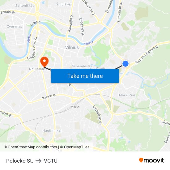 Polocko St. to VGTU map