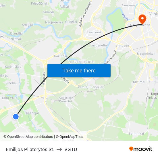 Emilijos Pliaterytės St. to VGTU map