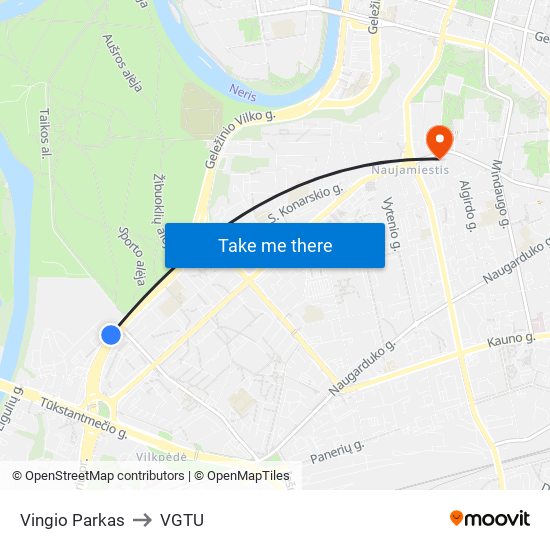 Vingio Parkas to VGTU map