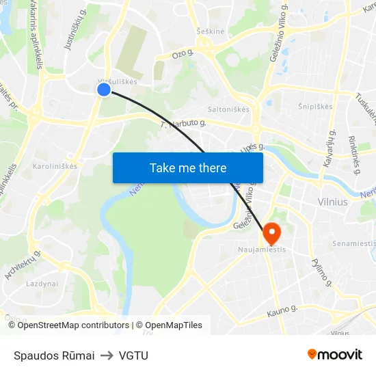 Spaudos Rūmai to VGTU map