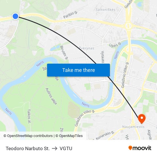 Teodoro Narbuto St. to VGTU map