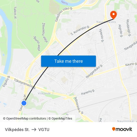 Vilkpėdės St. to VGTU map