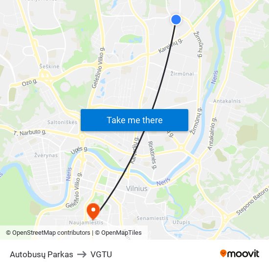 Autobusų Parkas to VGTU map