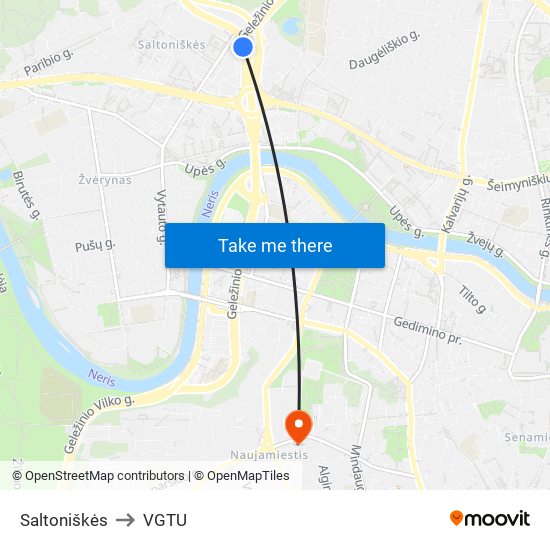 Saltoniškės to VGTU map