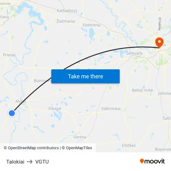 Talokiai to VGTU map