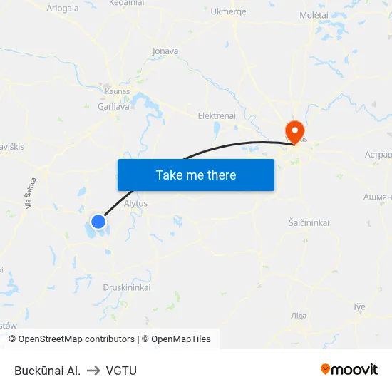 Buckūnai Al. to VGTU map
