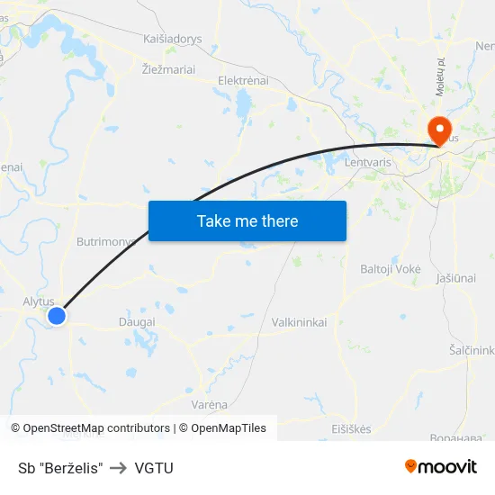 Sb "Berželis" to VGTU map