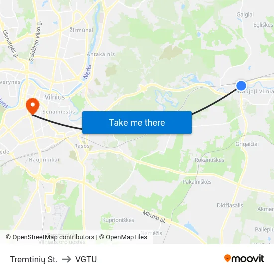 Tremtinių St. to VGTU map