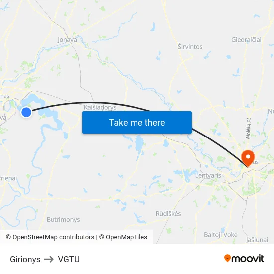 Girionys to VGTU map